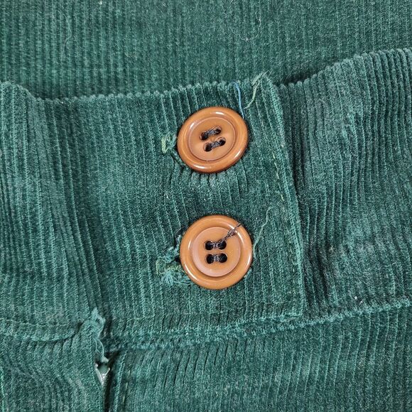 Vtg 70s Womens Sears JR. Bazaar Corduroy Bell Bottom Flare Green Pants Sz 26x31 - Picture 4 of 13